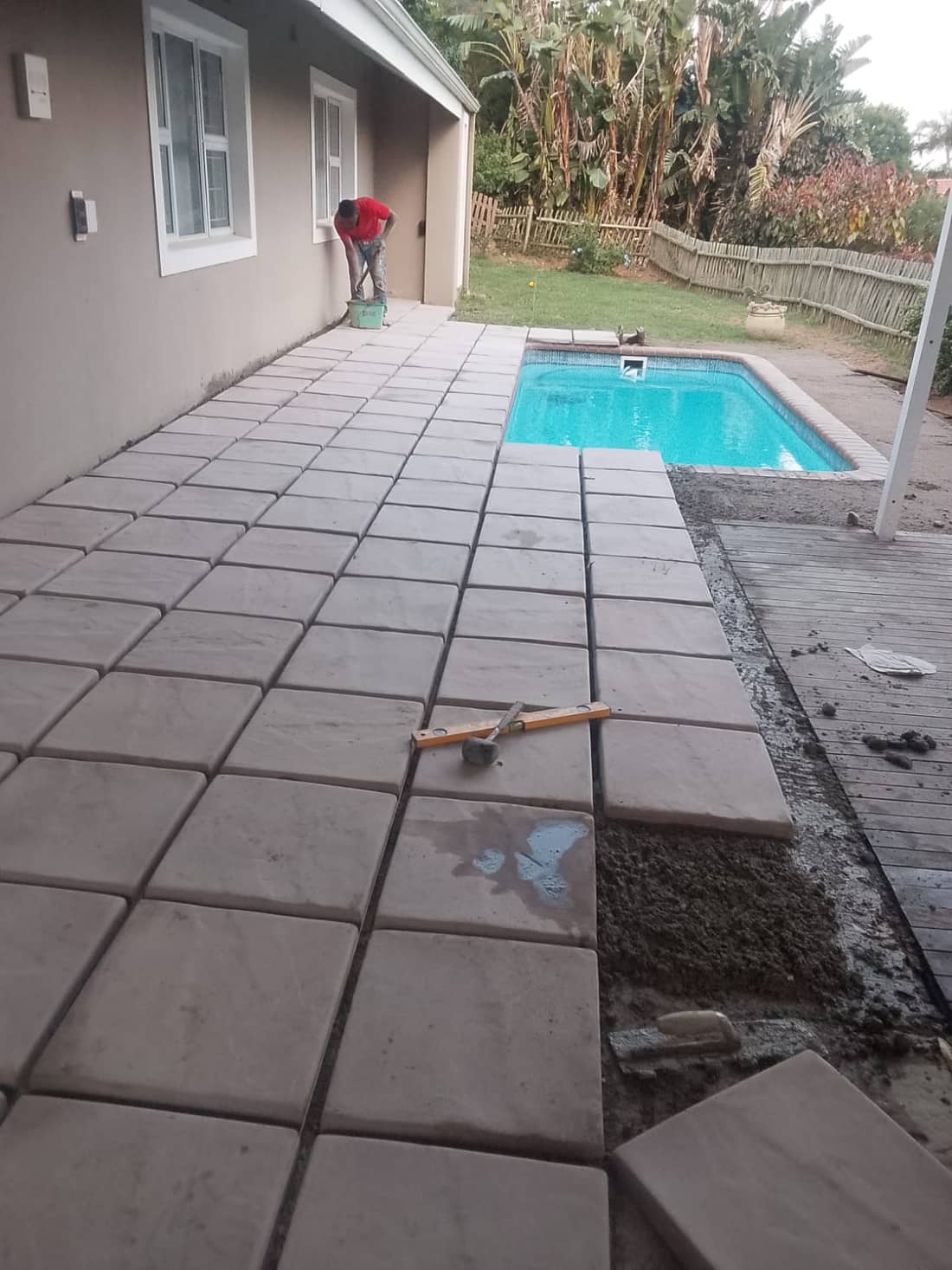 Poolside paving